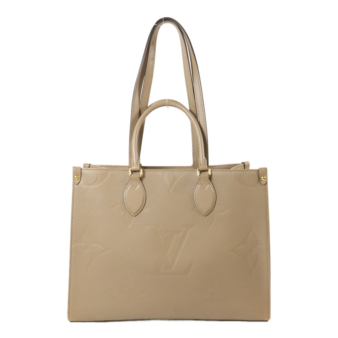 Louis Vuitton Onthego MM M45607 beige Monogram Empreinte shoulder bag: Louis Vuitton Onthego MM M45607 beige Monogram Empreinte shoulder bag Louis Vuitton OnTheGo MM 2-way shoulder bag in beige Monogram Empreinte calfskin. This women's bag features an interior with one z