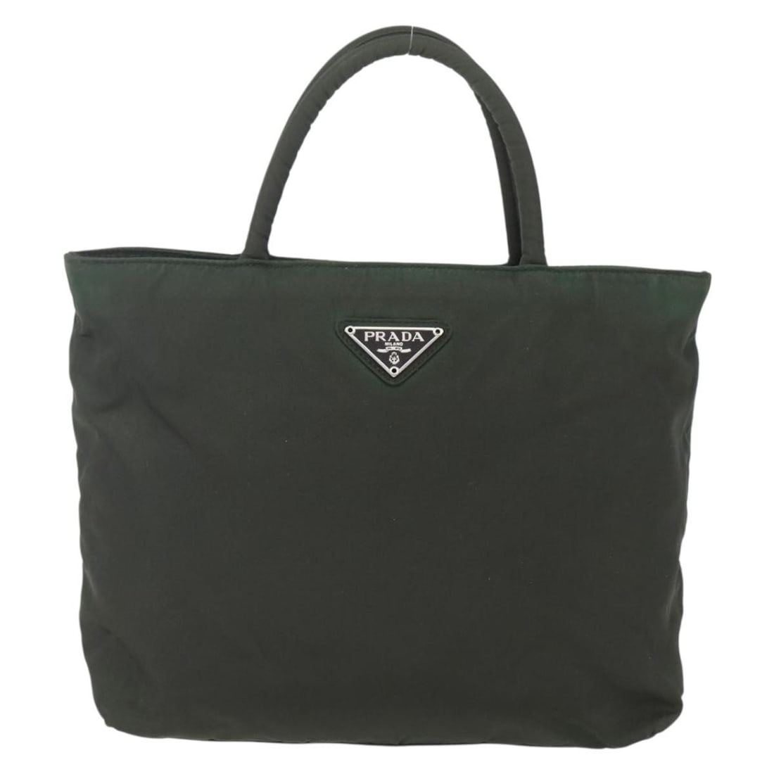 Prada Vintage Zip Nylon Handbag in Khaki Made in Italy: Prada Vintage Zip Nylon Handbag in Khaki Made in Italy This Prada vintage zip handbag for women is crafted from khaki nylon and features a zip closure. It shows signs of wear including surface shape l