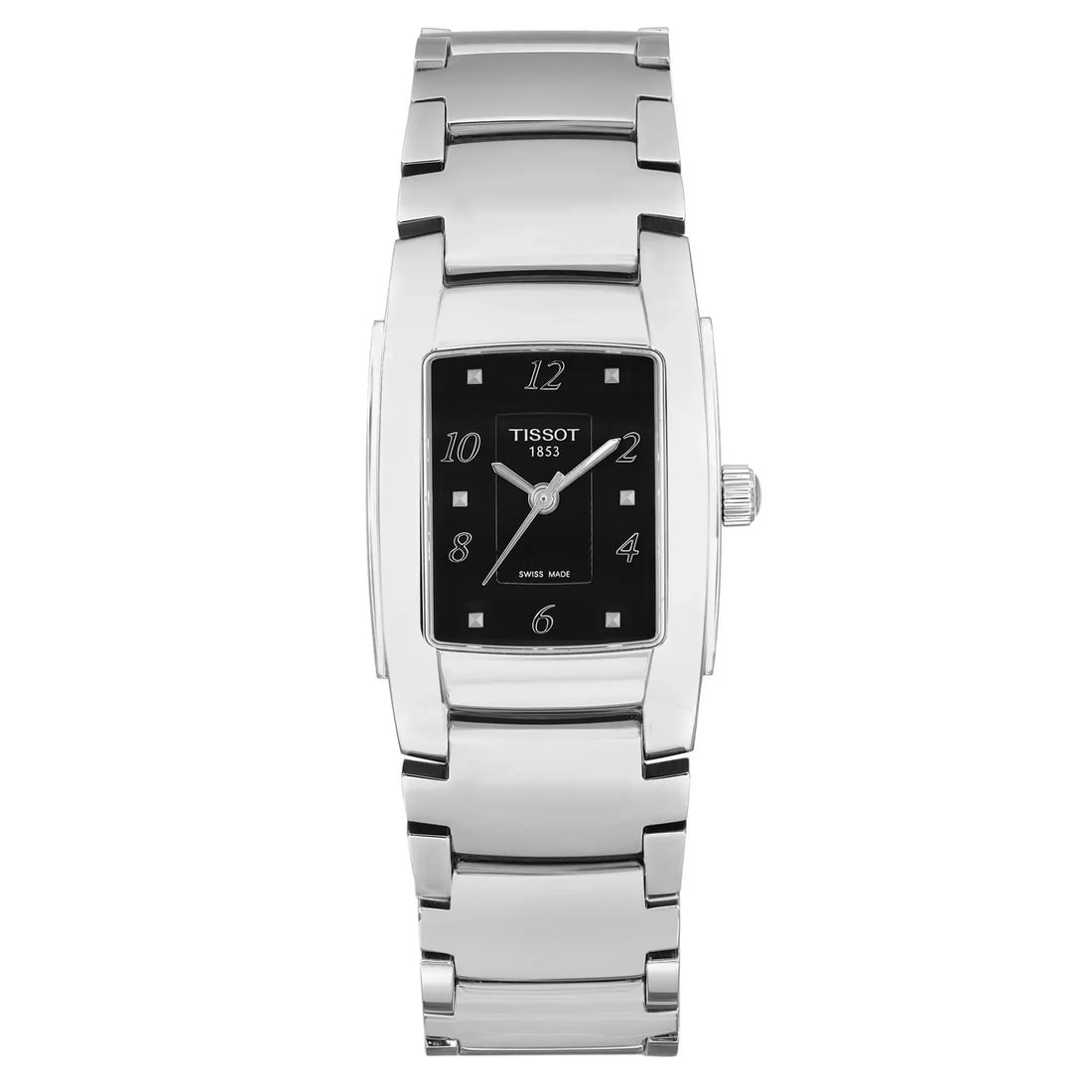 Tissot T-10 ladies quartz wristwatch black dial steel bracelet T073.310.11.057.00 (1 of 4)