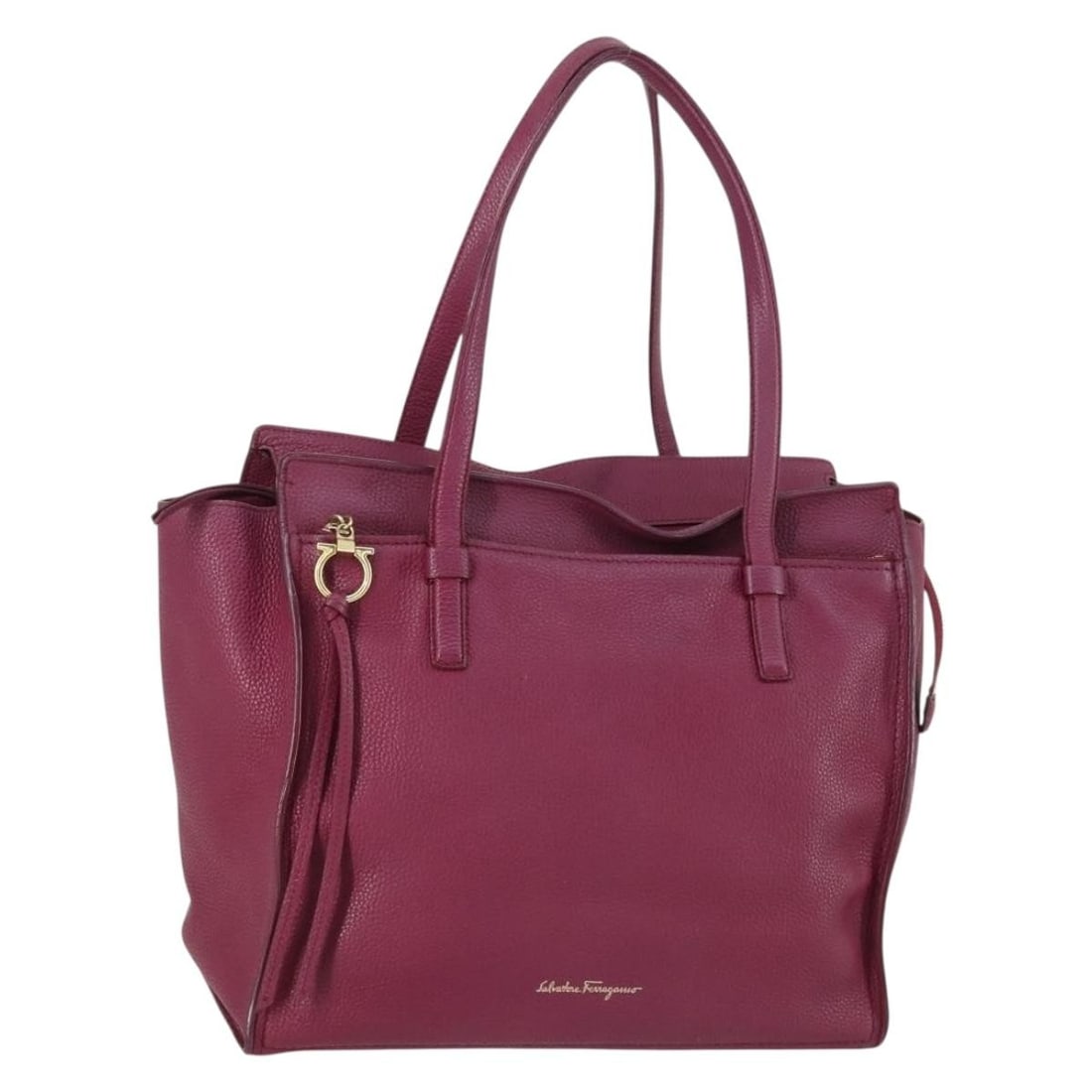 Leather tote handbag Salvatore Ferragamo Gancini purple gold tone: Leather tote handbag Salvatore Ferragamo Gancini purple gold tone Salvatore Ferragamo tote bag in purple and gold leather, made in Italy. This women's bag measures approximately 33 cm wide, 29 cm high