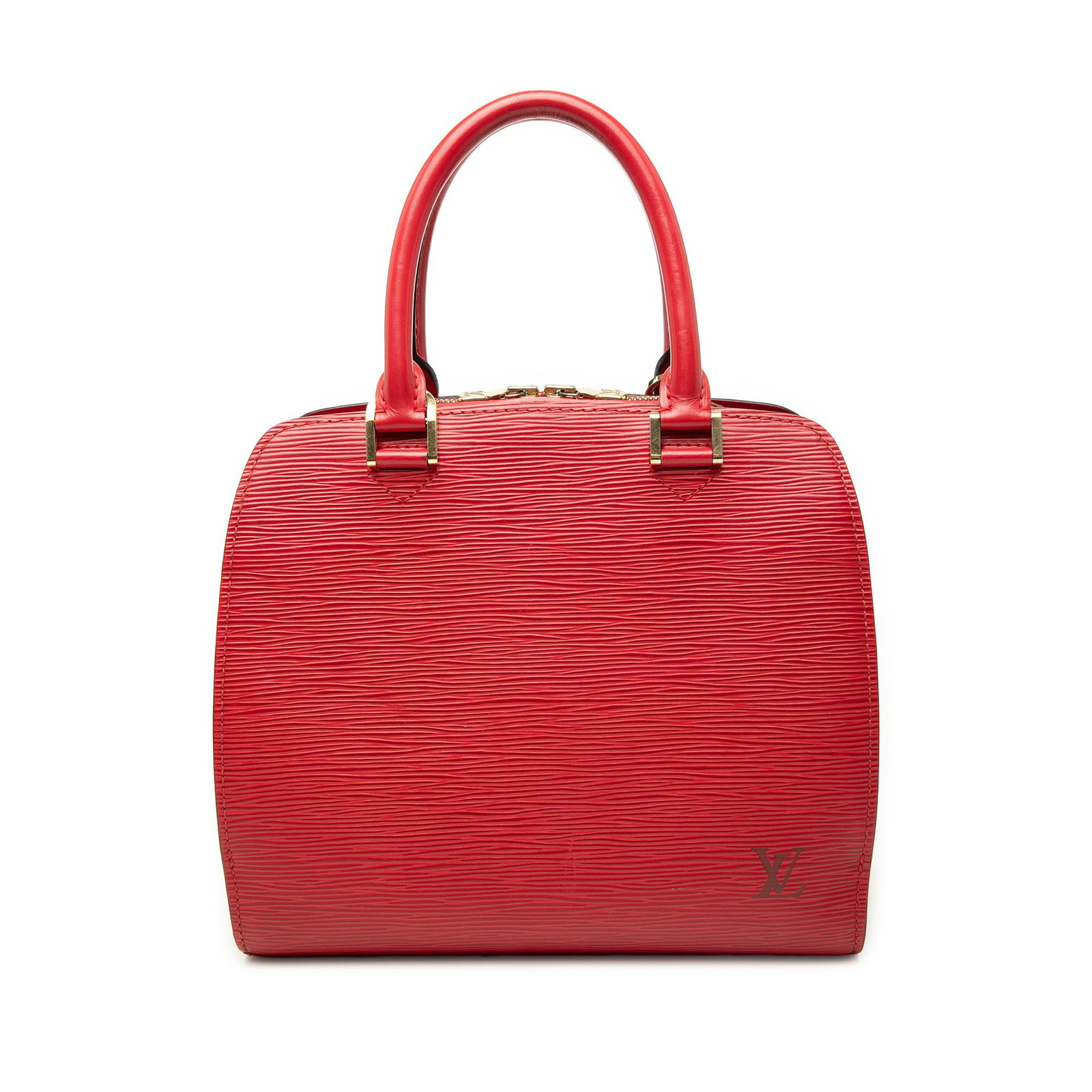 Louis Vuitton Epi Sablons Red Leather Handbag: Louis Vuitton Epi Sablons Red Leather Handbag Louis Vuitton Epi Sablons handbag crafted in red Epi leather. This structured bag features rolled leather handles, a top zip closure, and an interior slip