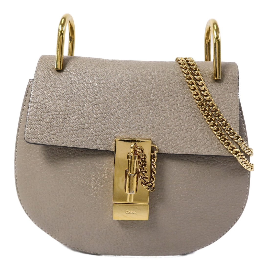 Chloe Drew Gray Calfskin Chain Shoulder Bag Gold Tone Hardware: Chloe Drew Gray Calfskin Chain Shoulder Bag Gold Tone Hardware Chloe Drew chain shoulder bag in gray calfskin leather. This women's shoulder bag features a chain strap, an inside open pocket, and come