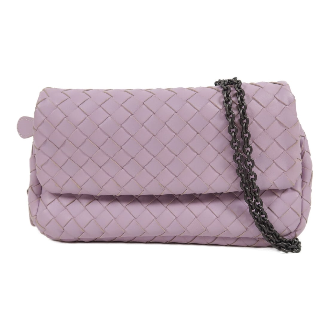 Bottega Veneta BV Chain Purple Calfskin Shoulder Bag: Bottega Veneta BV Chain Purple Calfskin Shoulder Bag Bottega Veneta BV Chain Shoulder Bag in purple calfskin leather. It features a shoulder strap, flap closure, and multiple pockets, including outsid