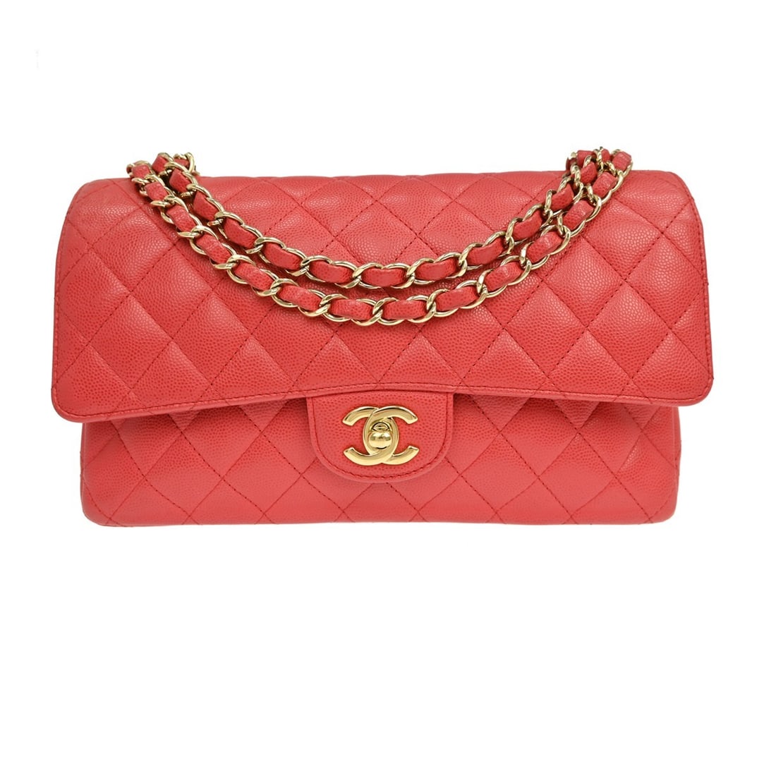 CHANEL Classic Double Flap Medium Pink Lambskin Shoulder Bag (1 of 10)