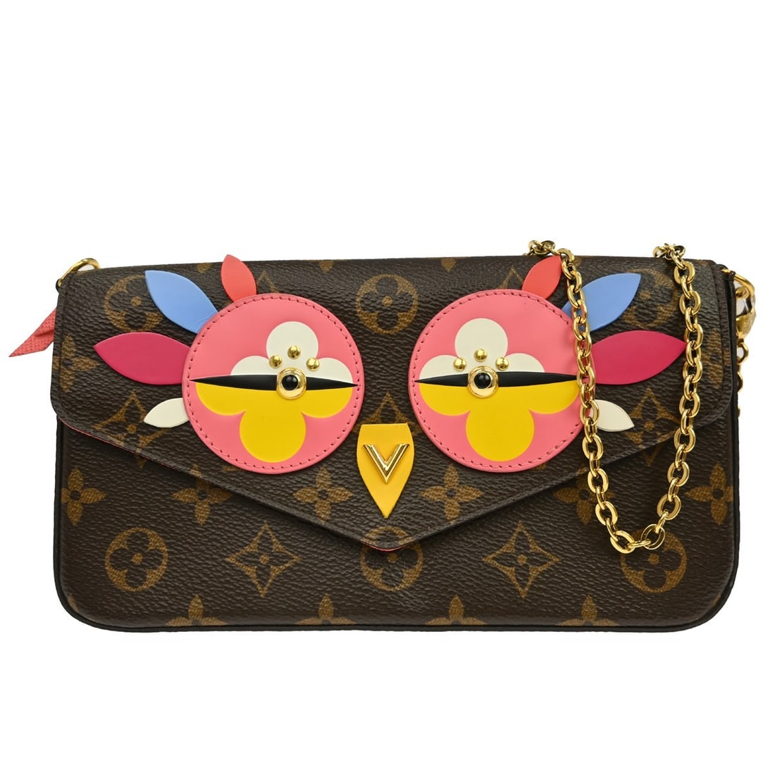 Louis Vuitton Pochette Felicie Monogram Patent Leather Shoulder Bag: Louis Vuitton Pochette Felicie Monogram Patent Leather Shoulder Bag Vintage Louis Vuitton Pochette Felicie shoulder bag in brown monogram patent leather canvas with a pink lining. This small bag is st