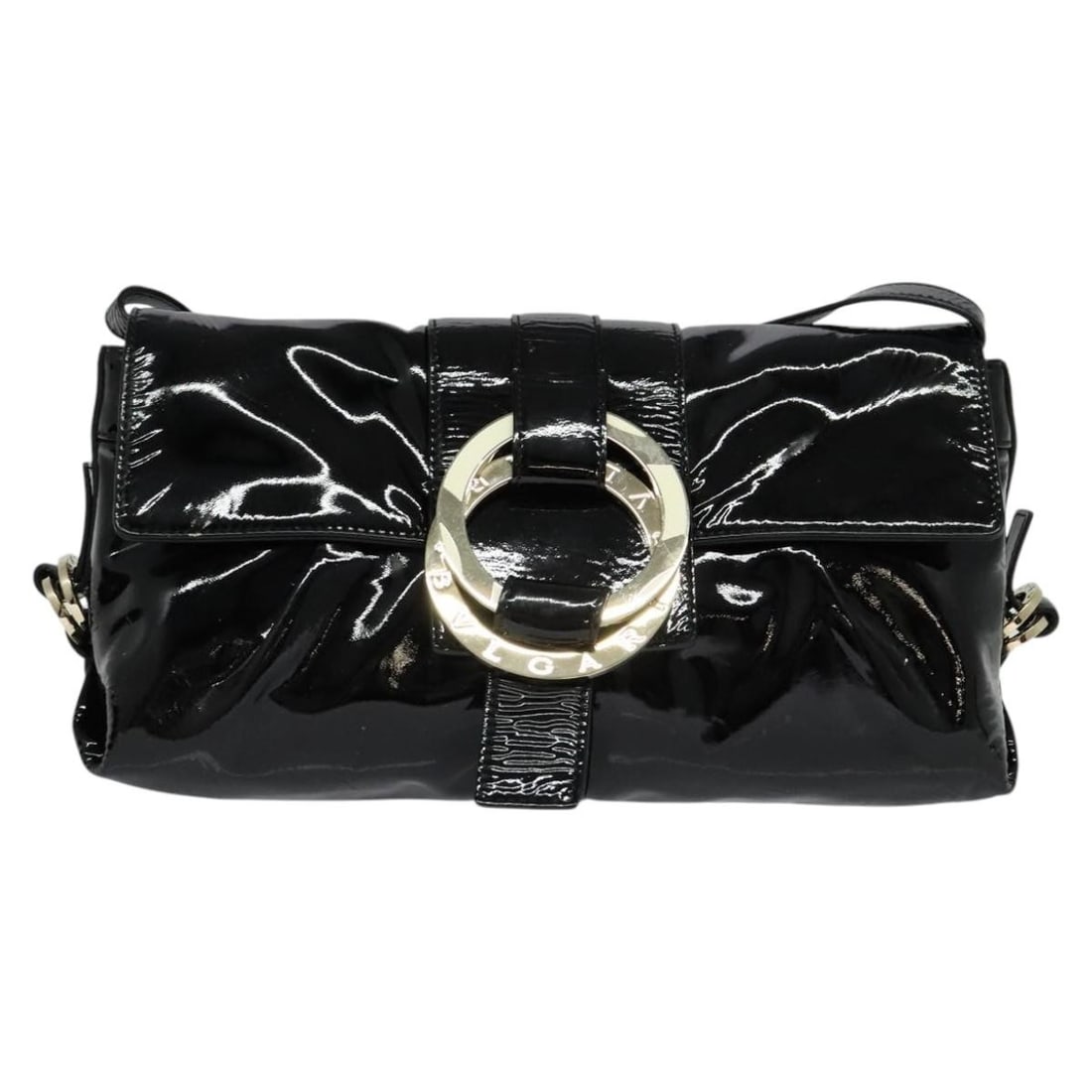 Bvlgari Chandra Flap Black Patent Leather Shoulder Bag (1 of 18)