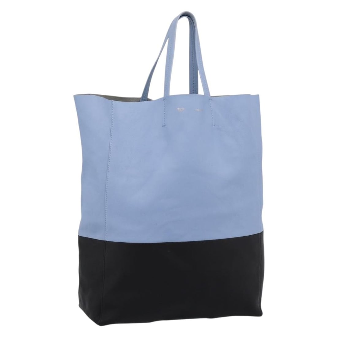 Celine Vertical Bi-Cabas Blue Leather Tote Bag: Celine Vertical Bi-Cabas Blue Leather Tote Bag Celine Vertical Bi-Cabas Tote in blue leather. This women's tote is made in Italy and presents in good condition with visible signs of prior use, includi