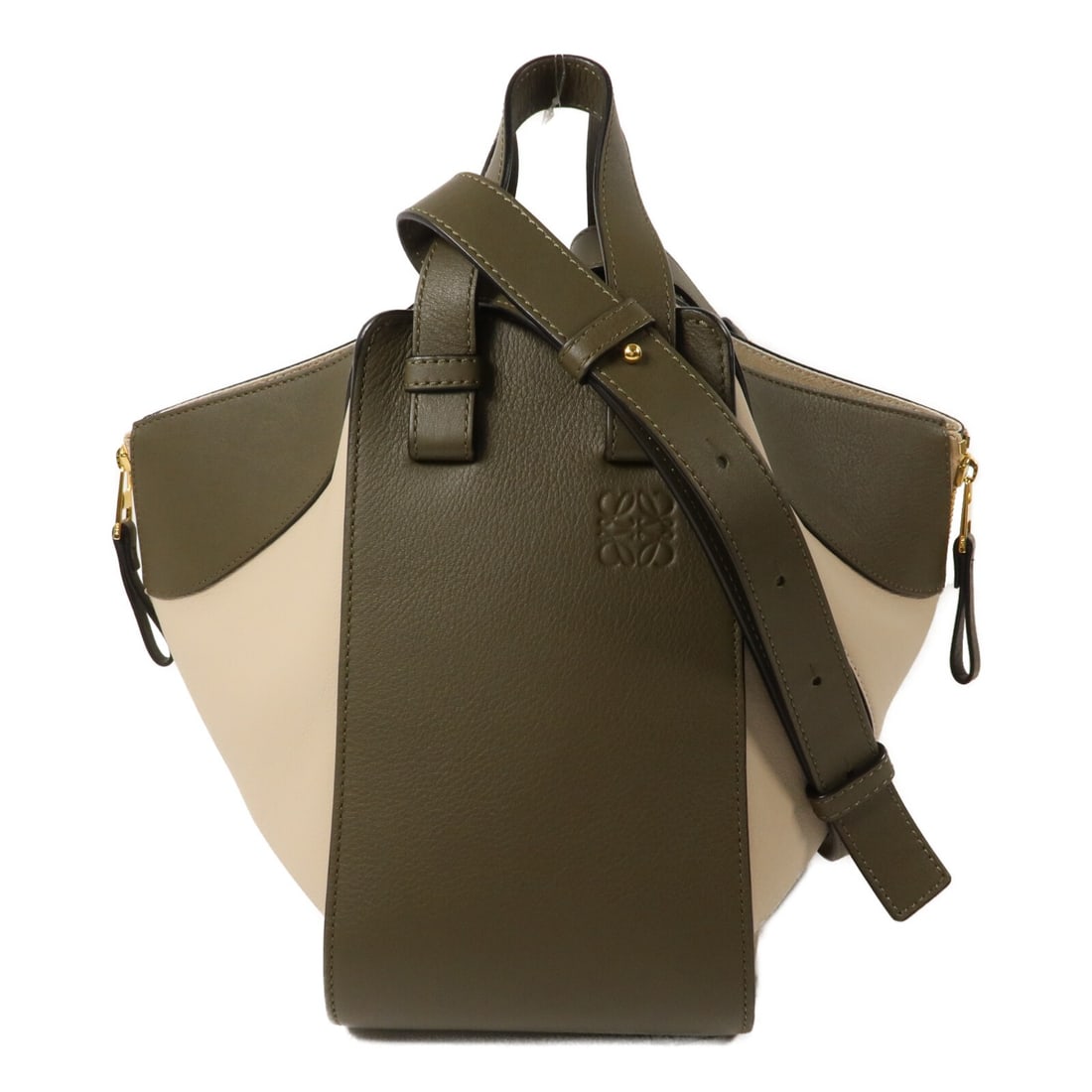LOEWE Hammock Small Calfskin 2 Way Shoulder Bag Green Beige (1 of 18)
