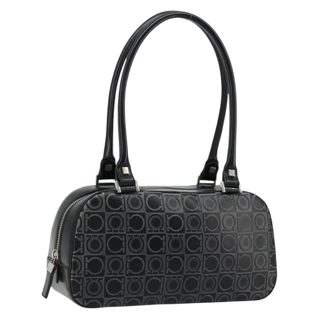 Salvatore Ferragamo Gancini black leather women handbag Italy: Salvatore Ferragamo Gancini black leather women handbag Italy This Salvatore Ferragamo Gancini handbag is crafted from black leather with silver-tone accents. Designed for women, it features a structu
