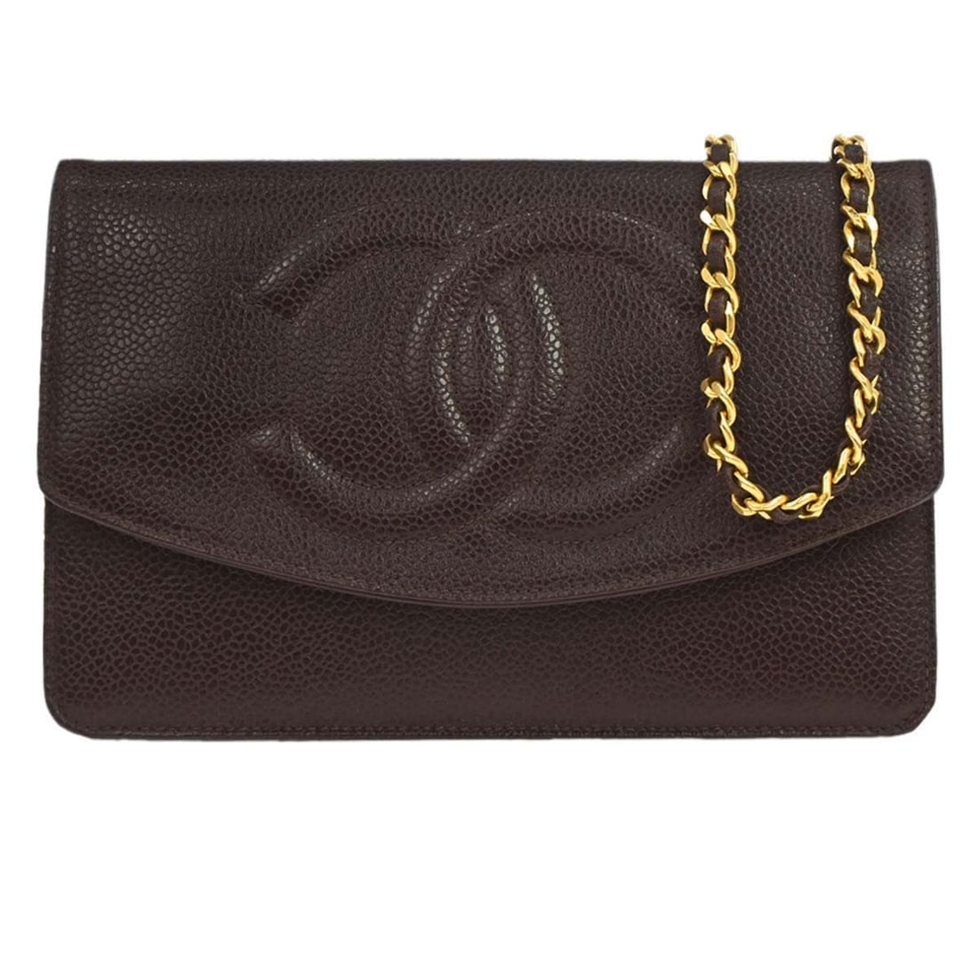 Chanel Timeless WOC brown caviar leather wallet on chain (1 of 15)