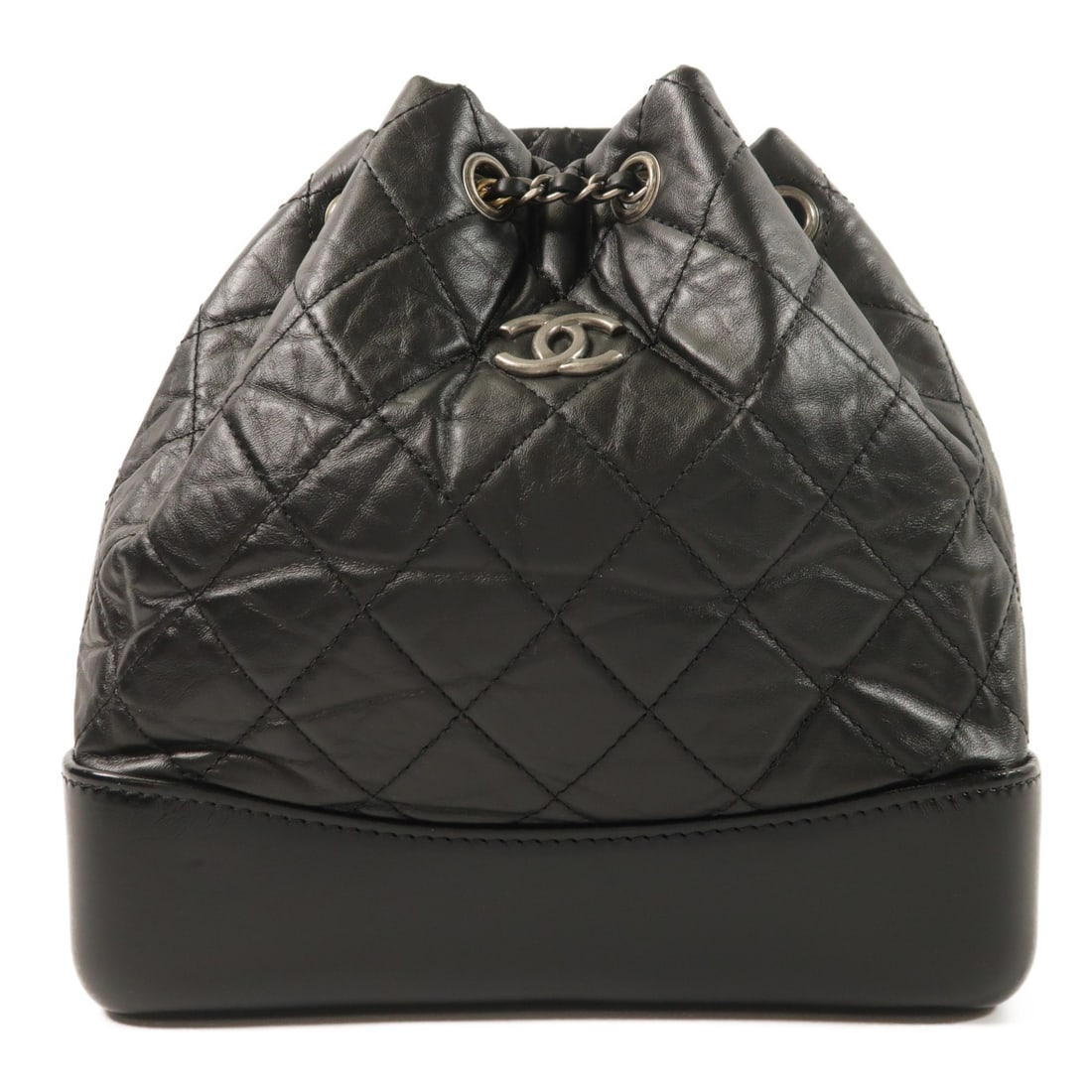 CHANEL Gabrielle CC Calfskin Rucksack Backpack Black: CHANEL Gabrielle CC Calfskin Rucksack Backpack Black CHANEL CC Gabrielle backpack in black calfskin leather with a black-on-black design. This women's rucksack backpack features an interior open pocke