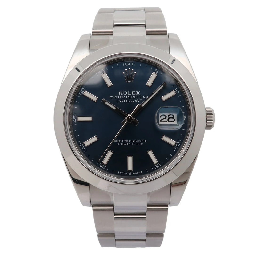 Rolex 126300 Datejust 41 automatic steel watch blue stick dial (1 of 5)