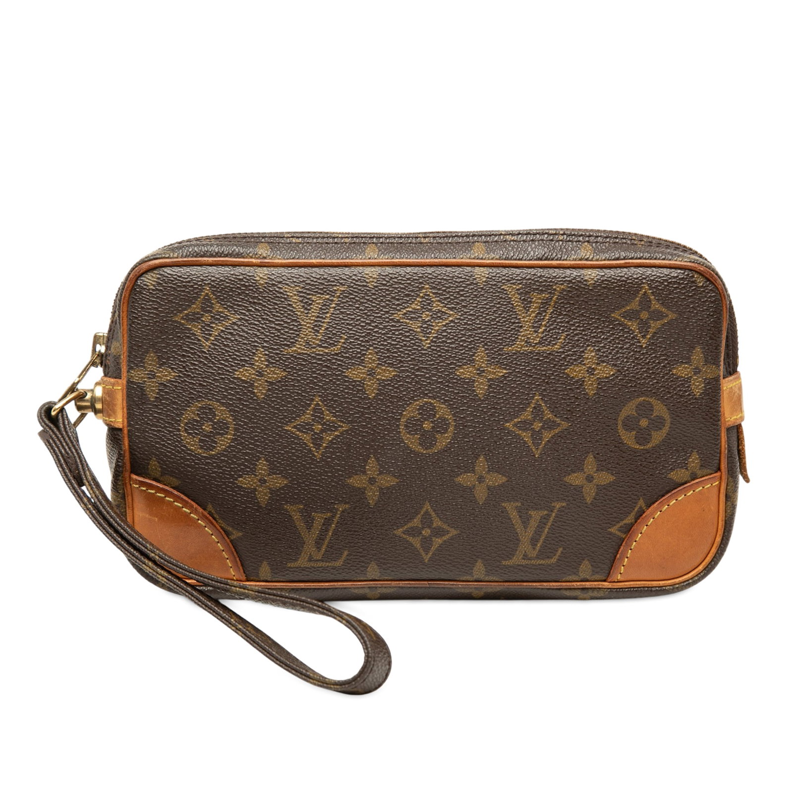 Louis Vuitton Marly Dragonne PM Monogram Wristlet Bag: Louis Vuitton Marly Dragonne PM Monogram Wristlet Bag Louis Vuitton Monogram Marly Dragonne PM wristlet bag crafted with a monogram canvas body, vachetta leather trim, a flat wrist strap, and a top zi