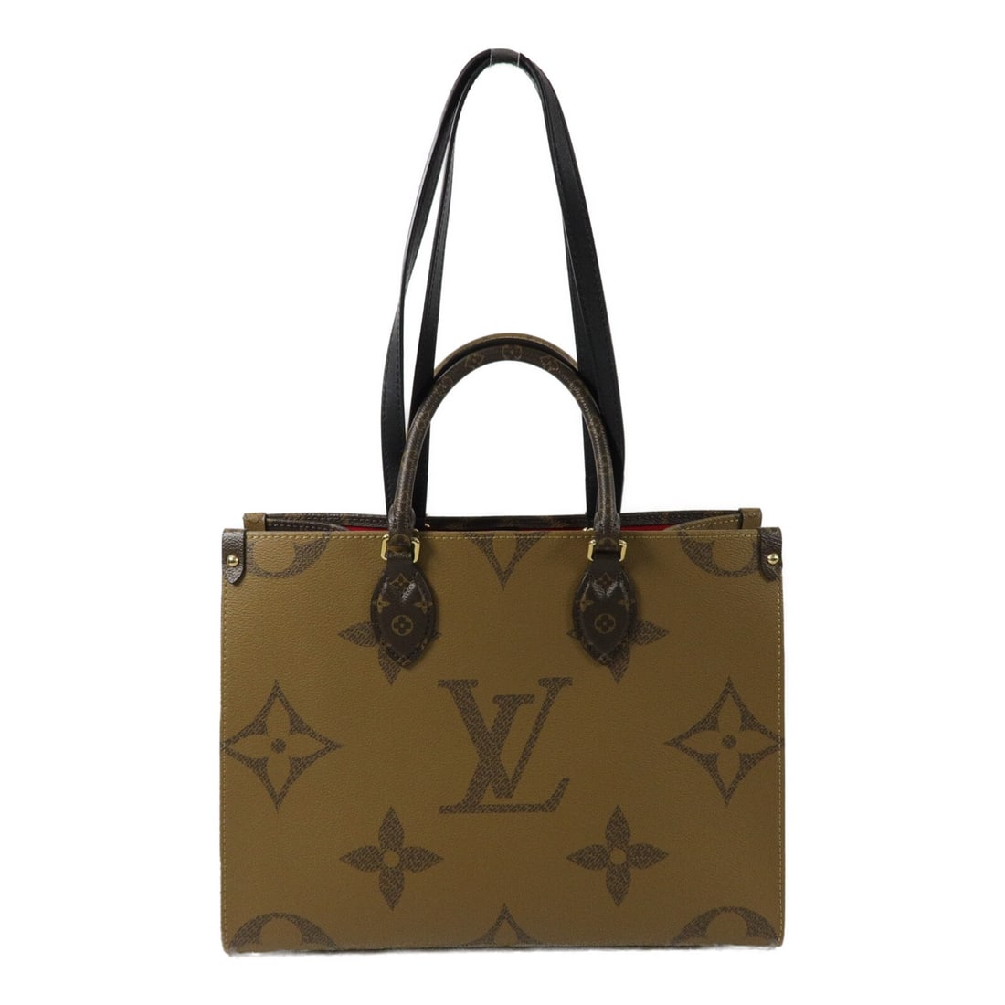 Louis Vuitton On The Go MM M45321 2 Way Shoulder Bag Brown: Louis Vuitton On The Go MM M45321 2 Way Shoulder Bag Brown Louis Vuitton OnTheGo MM 2-way shoulder bag in brown Monogram Giant PVC coated canvas. This women's bag features dual carry options, an inter