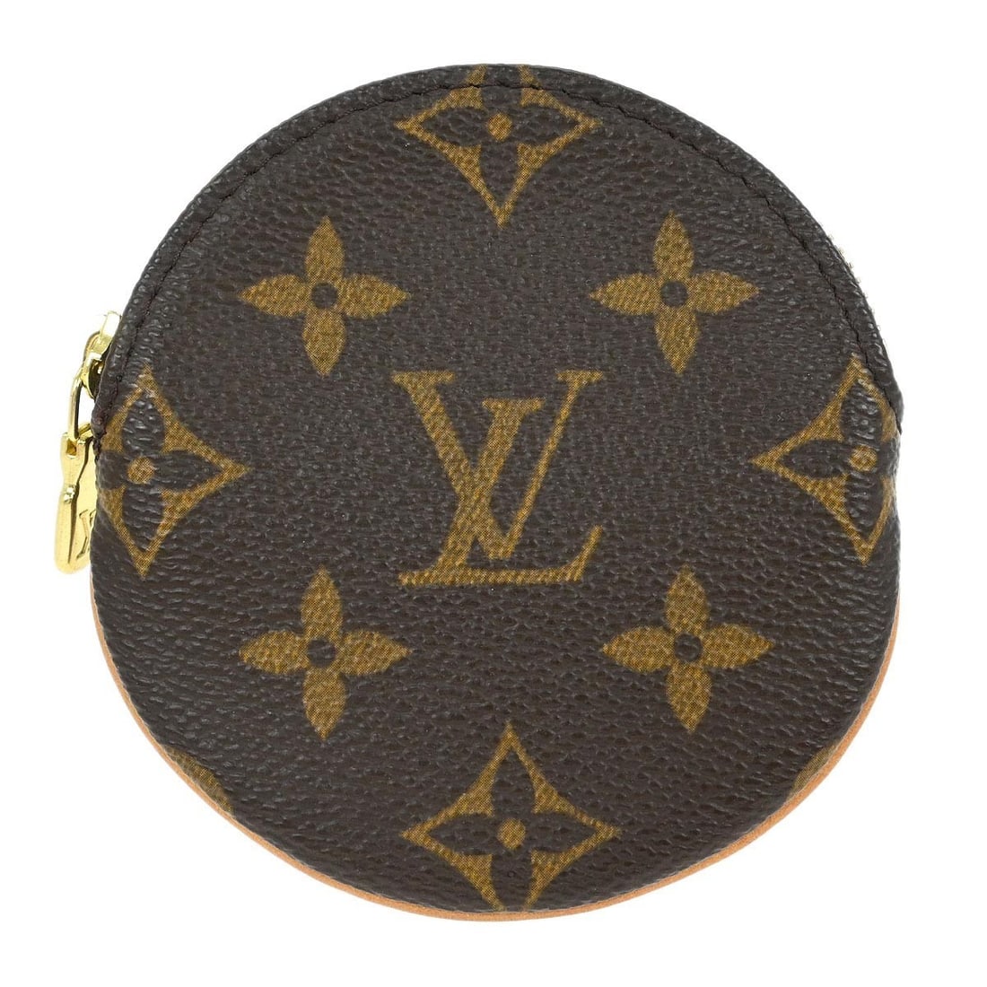 Louis Vuitton Porte Monnaie Rond Monogram Canvas Coin Purse M61926: Louis Vuitton Porte Monnaie Rond Monogram Canvas Coin Purse M61926 Louis Vuitton Porte Monnaie Rond coin case in brown Monogram canvas with leather trim and a zip-around closure. Made in France, this 