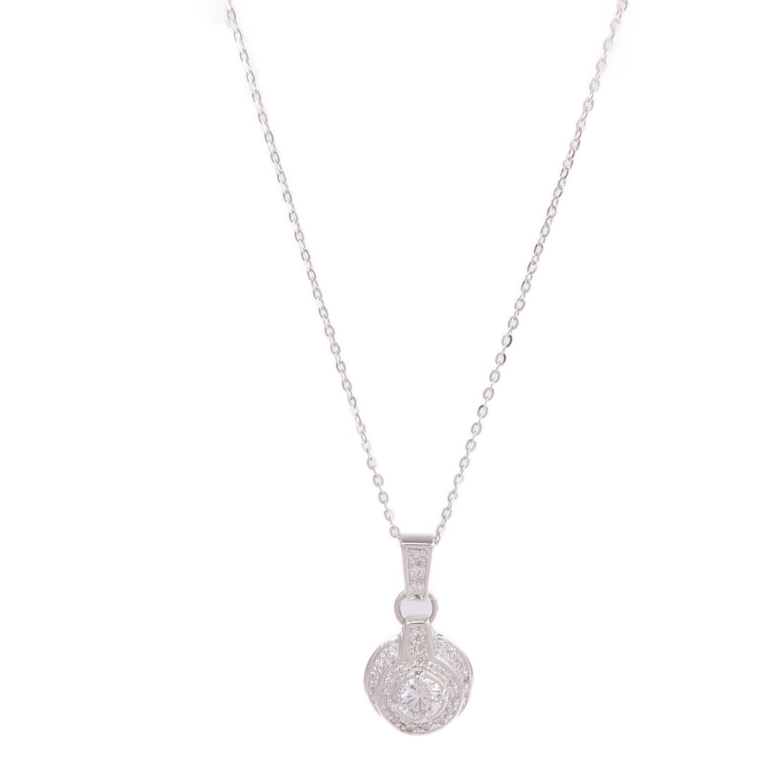JEWELRY 18K White Gold Diamond Necklace 0.48ct (1 of 8)