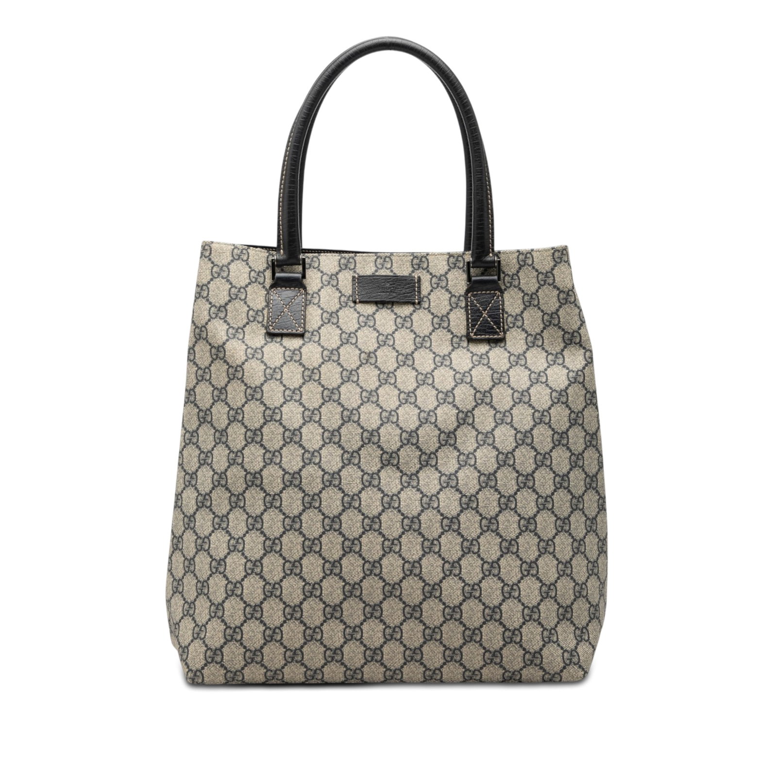Gucci GG Supreme Coated Canvas Tote Bag Beige: Gucci GG Supreme Coated Canvas Tote Bag Beige Gucci GG Supreme Tote in beige with a coated canvas body, rolled leather handles, an open top with magnetic snap closure, and an interior zip pocket with 