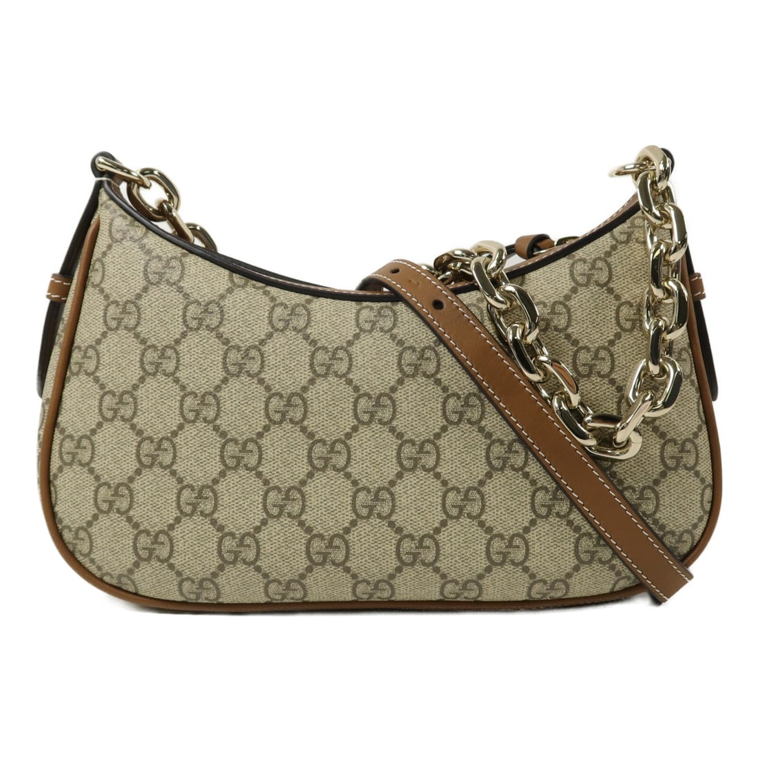Gucci GG Emblem Small 2way Shoulder Bag Brown PVC Coated Canvas (1 of 15)