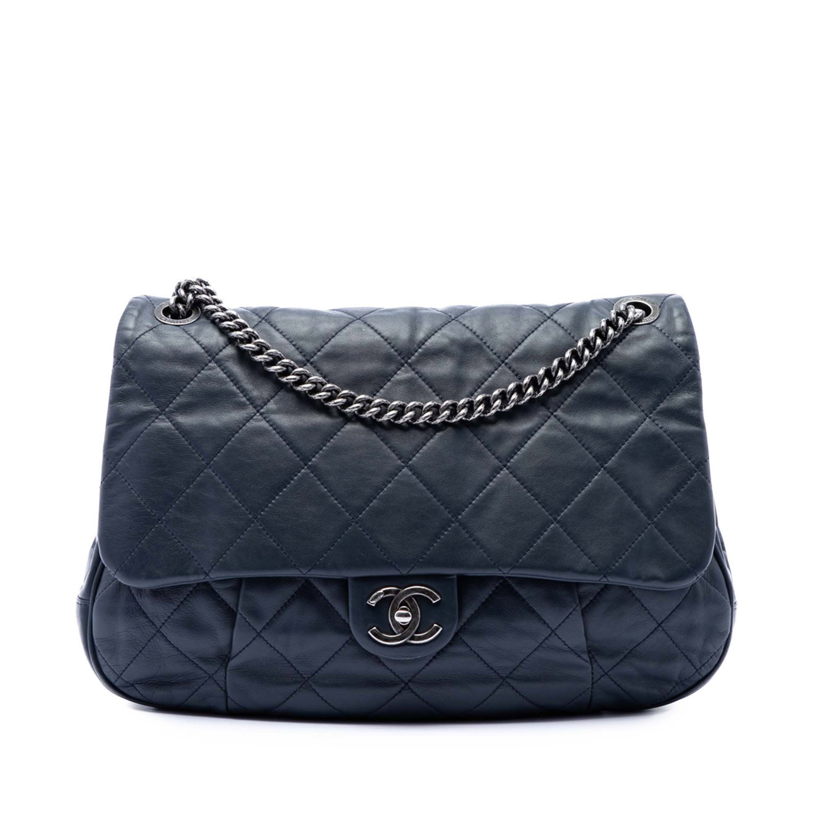 Chanel blue quilted calfskin flap shoulder bag Coco Pleats: Chanel blue quilted calfskin flap shoulder bag Coco Pleats This Chanel Quilted Calfskin Coco Pleats Flap shoulder bag is crafted from blue quilted calfskin leather and features leather-woven chain str