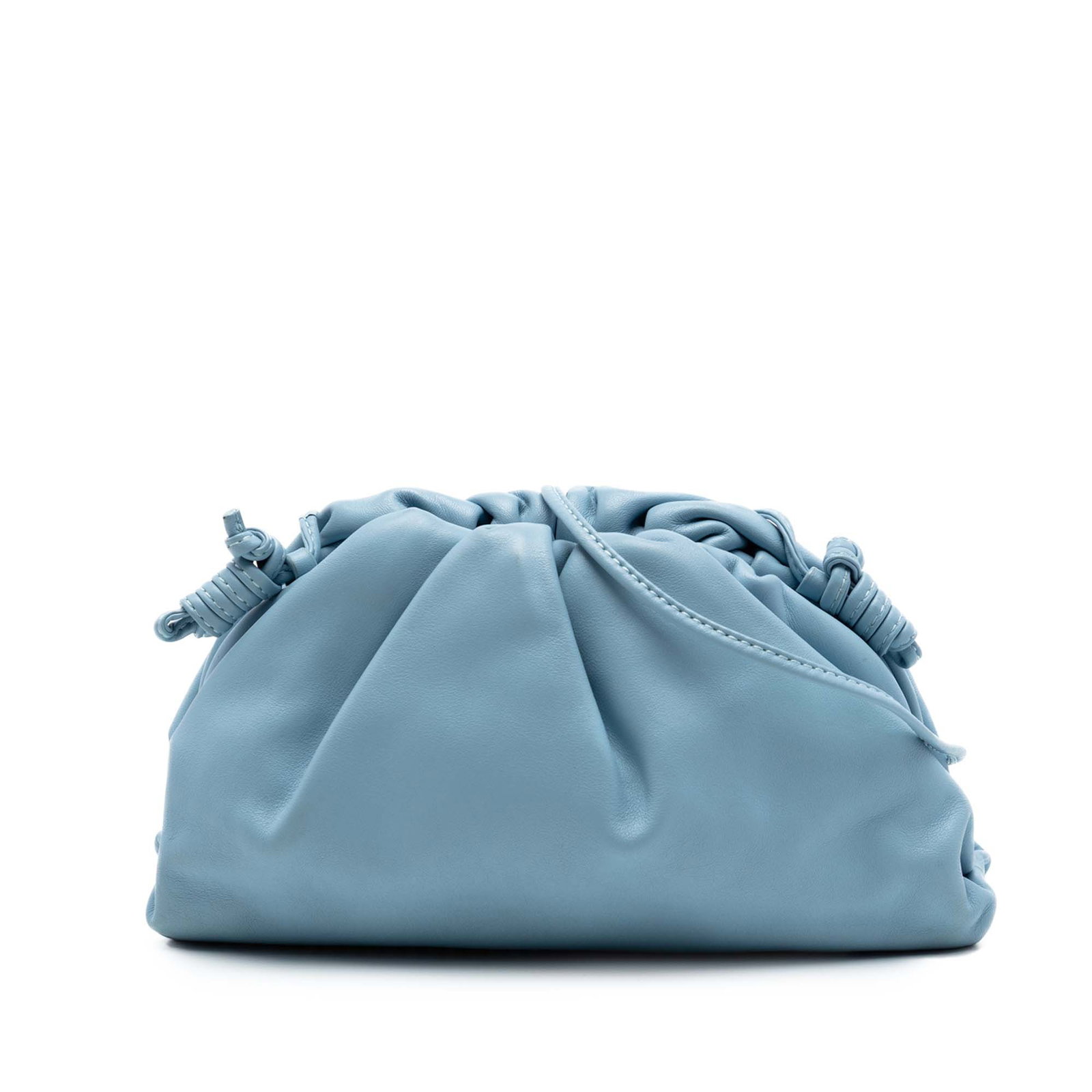 Blue Leather Crossbody Bottega Veneta The Mini Pouch: Blue Leather Crossbody Bottega Veneta The Mini Pouch Bottega Veneta The Mini Pouch Crossbody is crafted in blue lambskin leather with a minimalist silhouette, a flat leather strap, and a magnetic clos