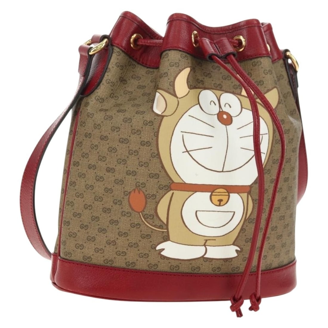 Gucci 655597 Doraemon x Fujiko-Pro Micro GG Supreme Shoulder Bag Beige: Gucci 655597 Doraemon x Fujiko-Pro Micro GG Supreme Shoulder Bag Beige Gucci Doraemon x Fujiko-Pro Micro GG Supreme shoulder bag in beige, crafted in PVC leather with Micro Small GG canvas. This women