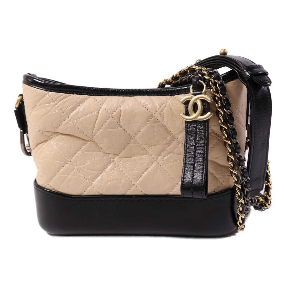 CHANEL Gabrielle Small Beige Calfskin Shoulder Bag: CHANEL Gabrielle Small Beige Calfskin Shoulder Bag CHANEL CC Gabrielle Small Shoulder Bag in beige calfskin leather, made in France. This women's shoulder bag features a regular size profile and comes