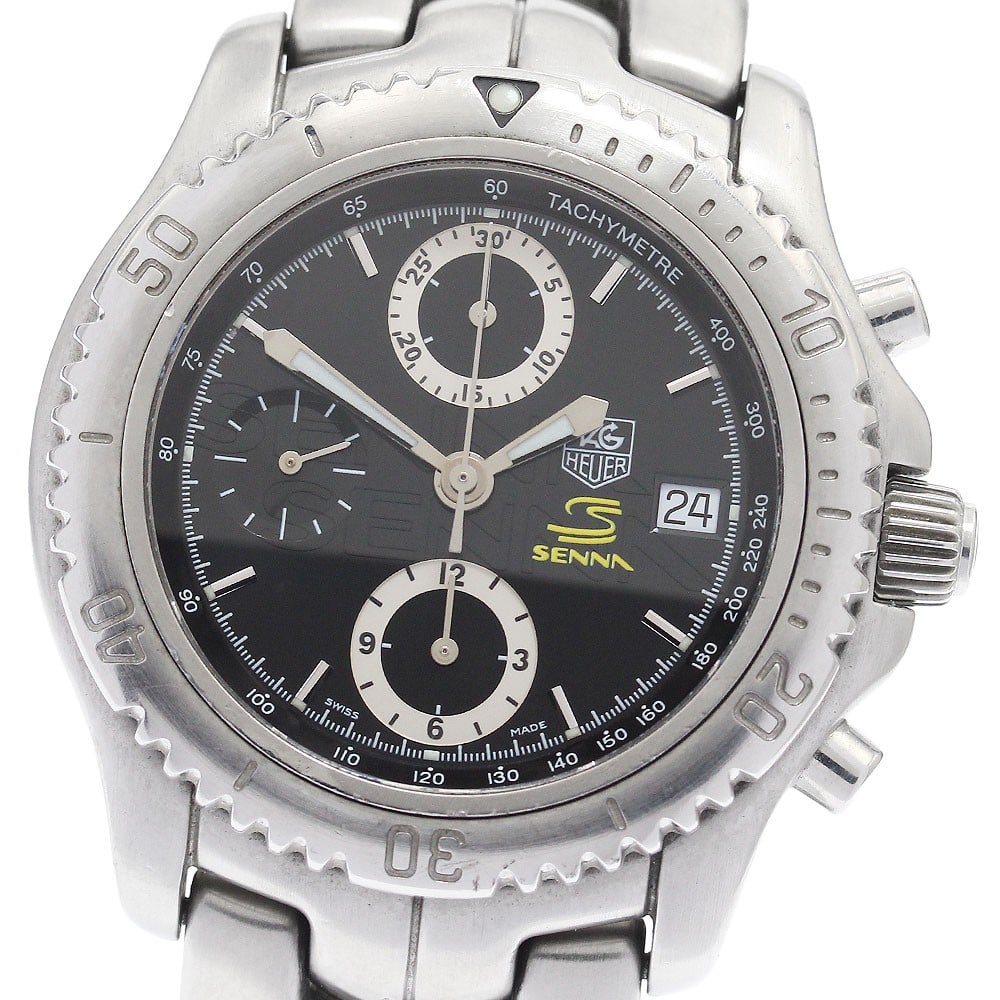 TAG Heuer Link Ayrton Senna automatic chronograph men's wristwatch CT5114: TAG Heuer Link Ayrton Senna automatic chronograph men's wristwatch CT5114 This TAG Heuer Link Ayrton Senna CT5114 is a men's automatic chronograph wristwatch crafted in stainless steel. The watch feat
