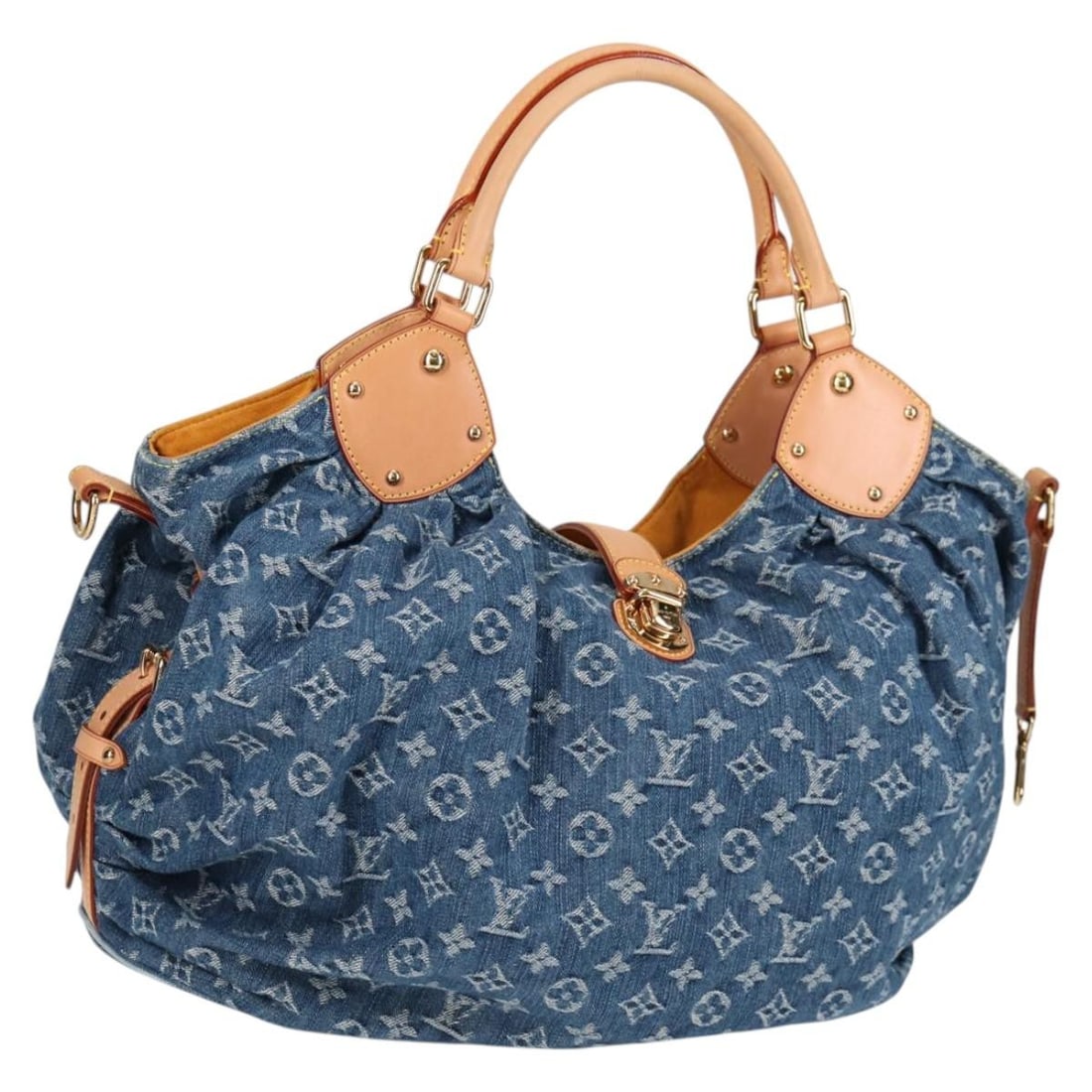 Louis Vuitton M95515 XL Blue Monogram Denim Shoulder Bag: Louis Vuitton M95515 XL Blue Monogram Denim Shoulder Bag Louis Vuitton Monogram Denim XL shoulder bag in blue Monogram Denim Canvas. Made in France, this women's shoulder bag includes a dust bag. Cond
