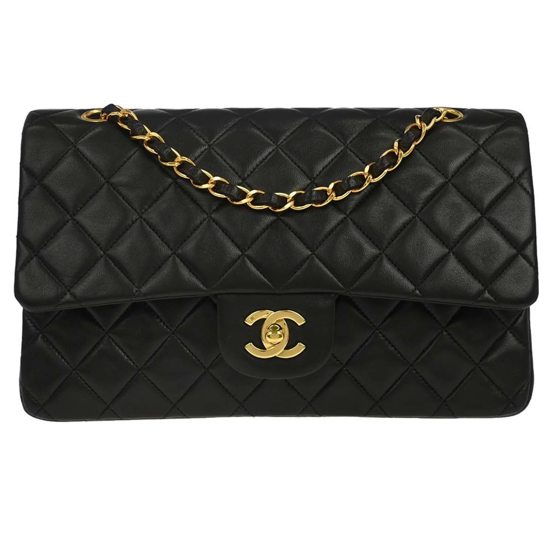 CHANEL Classic Double Flap Medium Shoulder Bag Black Lambskin (1 of 15)