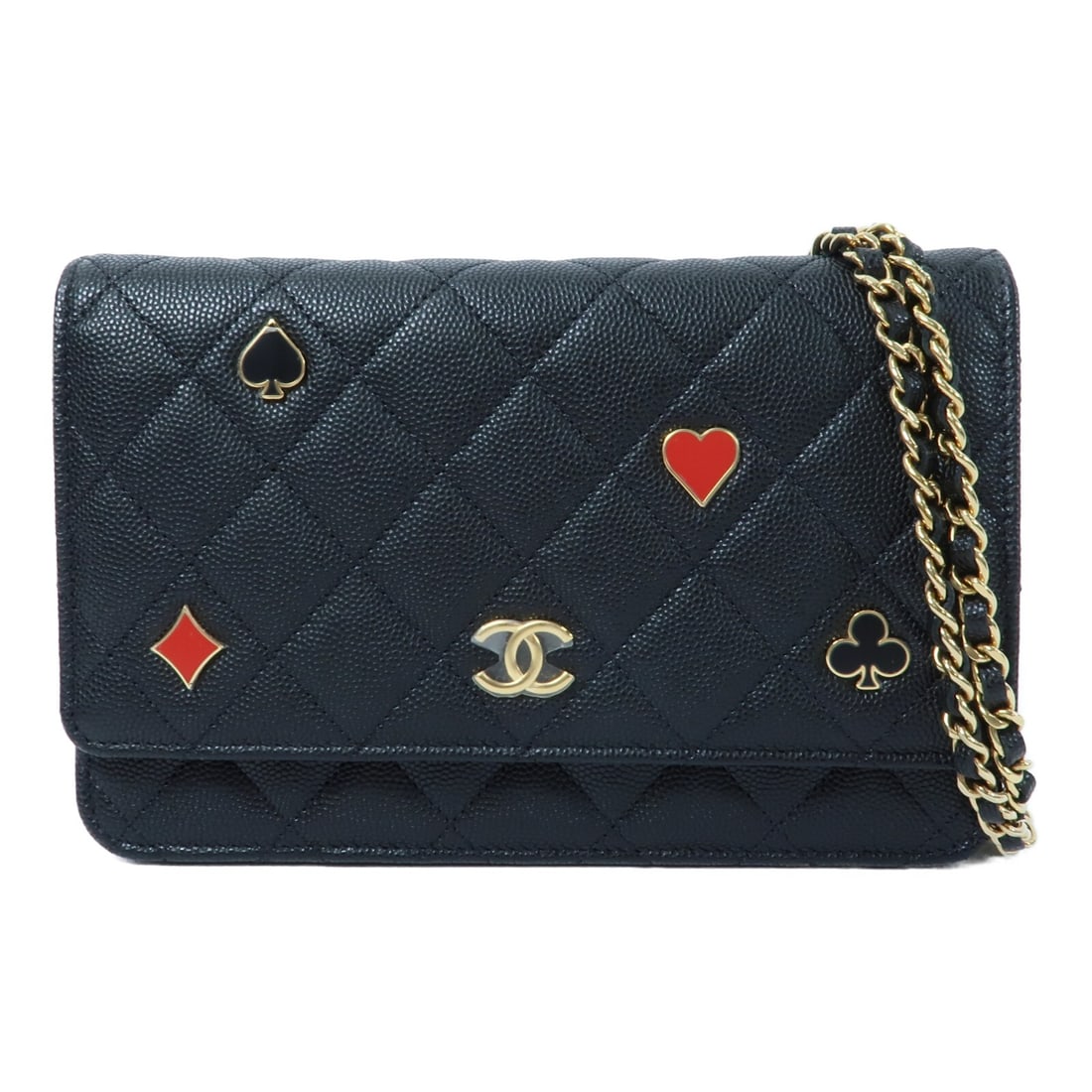 CHANEL WOC CC Shoulder Bag Black Calfskin Gold Tone Chain: CHANEL WOC CC Shoulder Bag Black Calfskin Gold Tone Chain Chanel CC WOC Wallet on Chain shoulder bag in black calfskin leather. This women's shoulder bag features a structured wallet-on-chain design