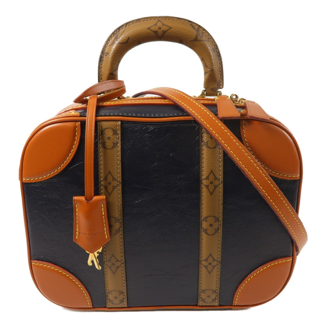 Louis Vuitton Valisette PM Monogram Reverse 2 Way Bag M53782: Louis Vuitton Valisette PM Monogram Reverse 2 Way Bag M53782 Louis Vuitton Valisette PM 2 Way Shoulder Bag, model M53782, in Monogram Reverse with calfskin and PVC coated canvas details. It features a