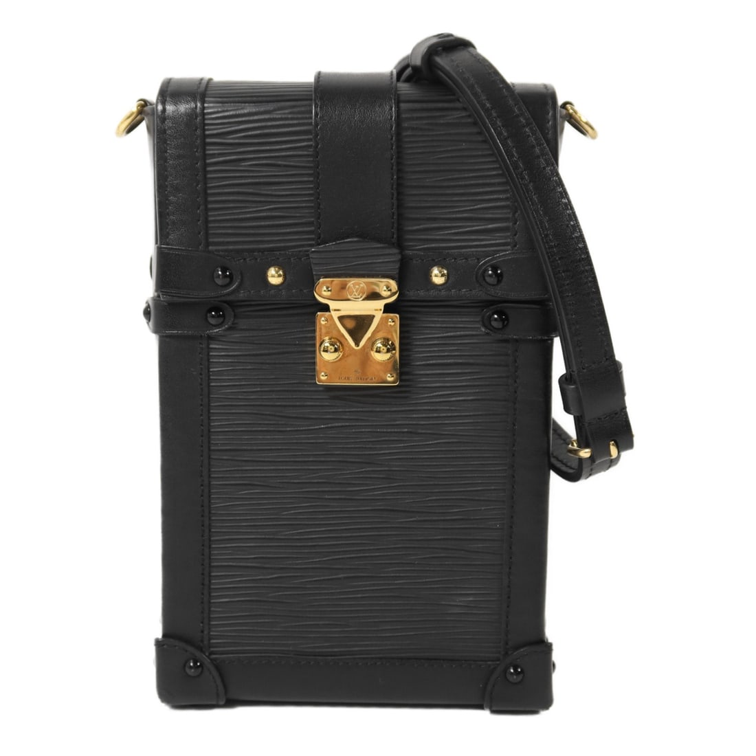 Louis Vuitton Pochette Trunk Verticale shoulder bag black Epi calfskin: Louis Vuitton Pochette Trunk Verticale shoulder bag black Epi calfskin Louis Vuitton Pochette Trunk Verticale Chain Shoulder Bag in black Epi and calfskin (cowhide) with gold-tone hardware. It feature
