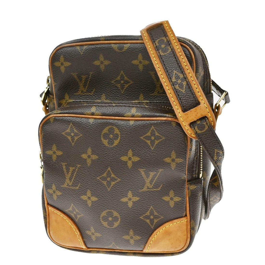 Louis Vuitton Amazone Unisex Shoulder Bag Brown Leather: Louis Vuitton Amazone Unisex Shoulder Bag Brown Leather Louis Vuitton Amazone shoulder bag in brown leather with a unisex design. This pre-owned piece is in fair condition and shows visible wear throu
