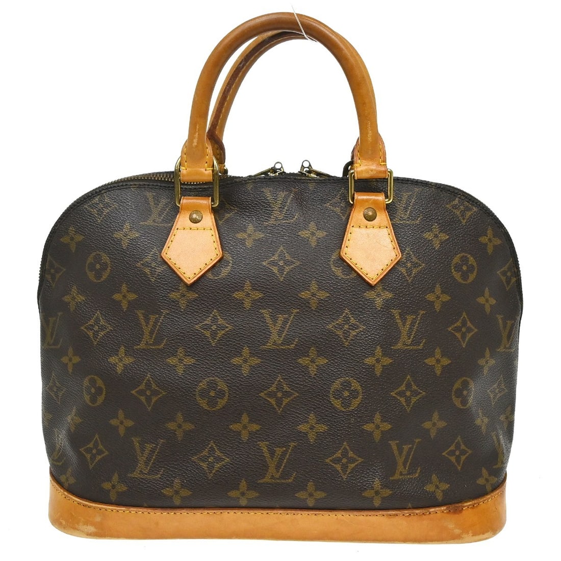 Louis Vuitton Alma Handbag in Brown Monogram Canvas: Louis Vuitton Alma Handbag in Brown Monogram Canvas Vintage Louis Vuitton Alma handbag in monogram canvas. This women's bag is made in France and shows fair overall condition with visible wear, includ