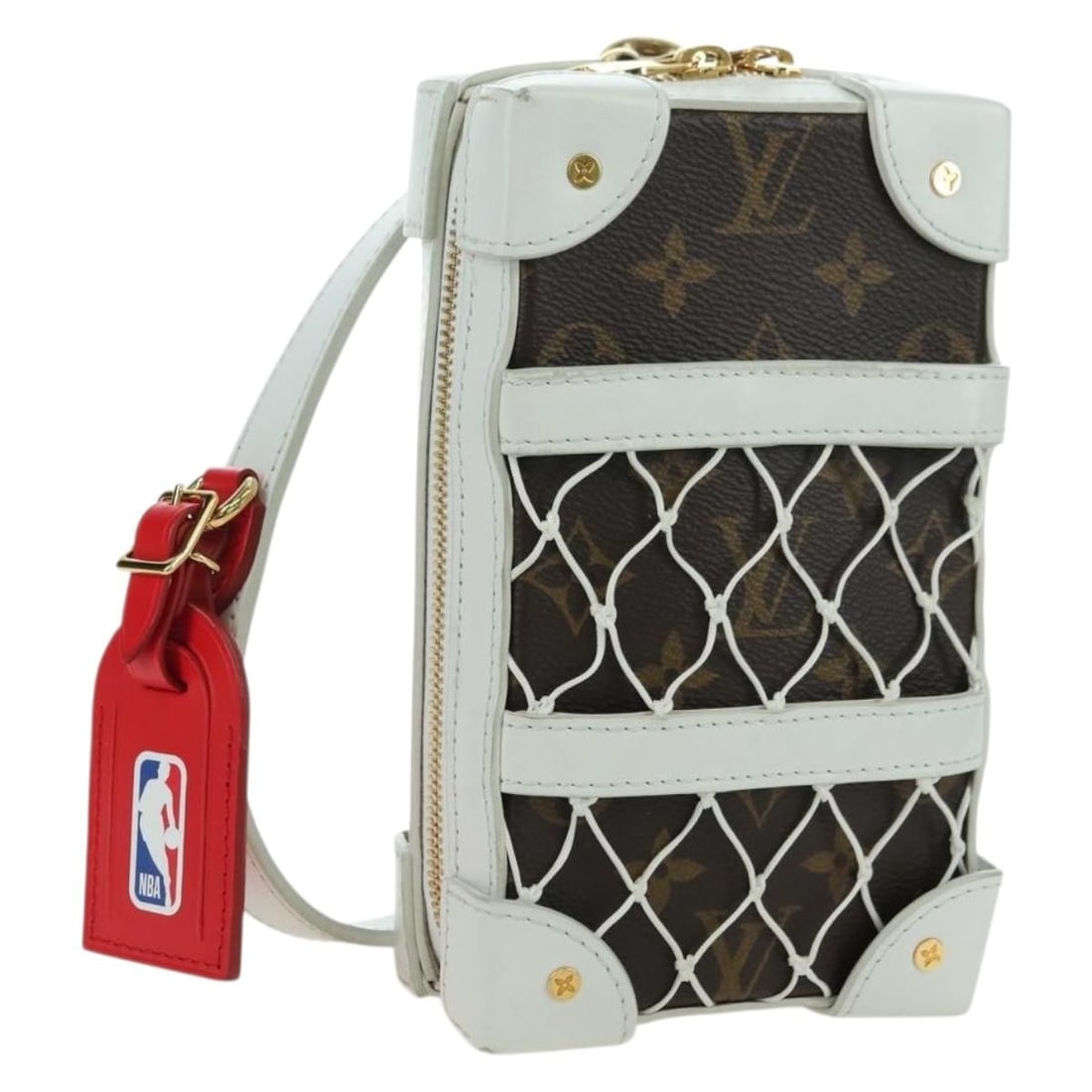 Louis Vuitton M80102 NBA Soft Trunk Phone Box Shoulder Bag Monogram White: Louis Vuitton M80102 NBA Soft Trunk Phone Box Shoulder Bag Monogram White This Louis Vuitton Monogram NBA Soft Trunk Phone Box Bag is a shoulder bag crafted in Monogram Canvas with a Monogram/White co