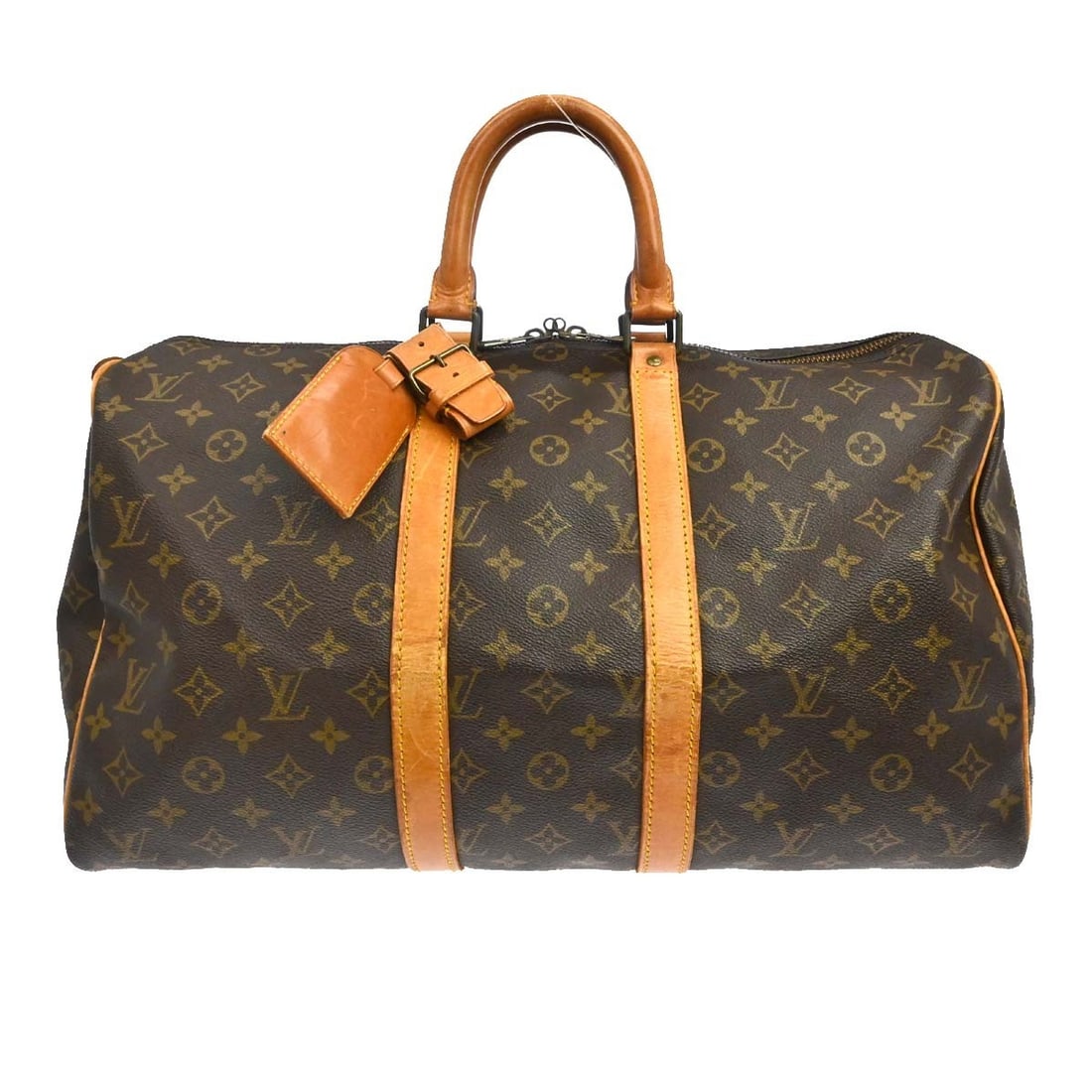 Louis Vuitton Keepall Brown Canvas Travel Bag: Louis Vuitton Keepall Brown Canvas Travel Bag Louis Vuitton Keepall in brown monogram canvas. This unisex bag is made in France and is presented in fair condition with visible wear. Exterior wear incl