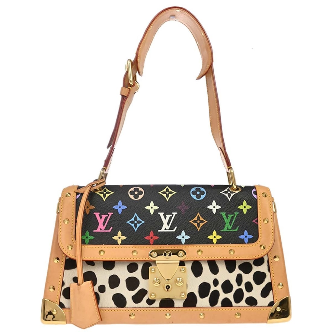 Louis Vuitton Sac Dalmatian Top Handle Bag Black Pony Hair M92825: Louis Vuitton Sac Dalmatian Top Handle Bag Black Pony Hair M92825 Louis Vuitton Sac Dalmatian handbag in black, featuring monogram multicolor canvas, pony hair, and leather. This small top handle bag 