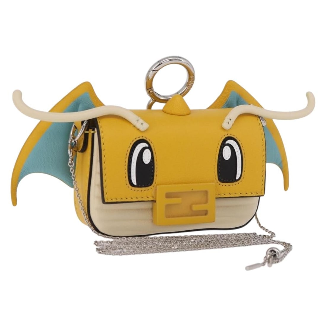 FENDI FRGMT x POKEMON Leather Nano Bucket Shoulder Bag Yellow Silver: FENDI FRGMT x POKEMON Leather Nano Bucket Shoulder Bag Yellow Silver Compact FENDI FRGMT x POKEMON nano bucket bag in yellow and silver leather. This women's shoulder bag is made in Italy and includes