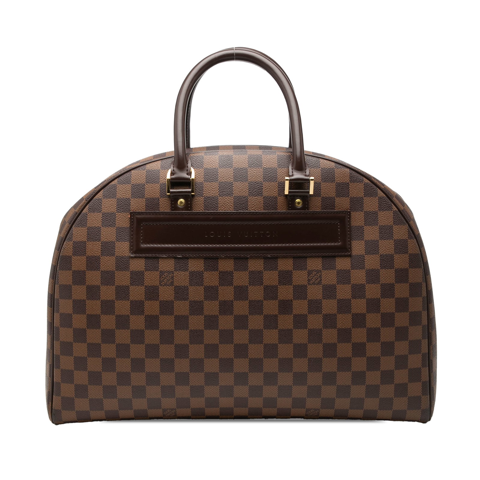 Louis Vuitton Nolita 24 Heures Damier Ebene Brown Handbag: Louis Vuitton Nolita 24 Heures Damier Ebene Brown Handbag Louis Vuitton Damier Ebene Nolita 24 Heures bag crafted with a damier ebene canvas body, rolled leather handles, a zip-around closure, and int