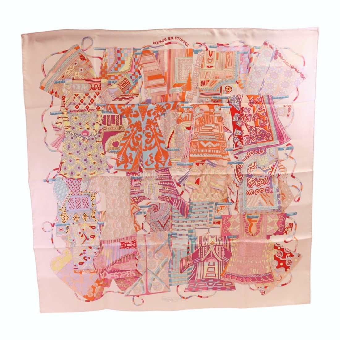 Hermes Silk Scarf 90x90 Pink Green Multicolor France: Hermes Silk Scarf 90x90 Pink Green Multicolor France A Hermes 90x90 scarf made from silk in pink, green, and multicolor tones. It is a women's regular-size scarf and is noted as being made in France. 