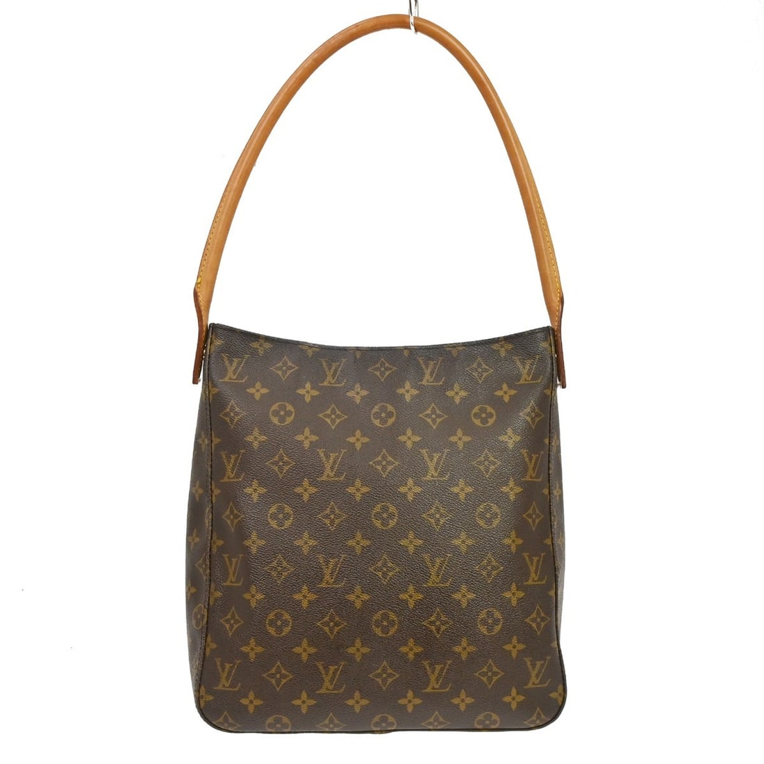 Louis Vuitton Looping GM Monogram Shoulder Bag M51145: Louis Vuitton Looping GM Monogram Shoulder Bag M51145 Vintage Louis Vuitton Looping GM shoulder bag in Monogram canvas with leather trim and a beige leather shoulder strap. The bag features a brown ex