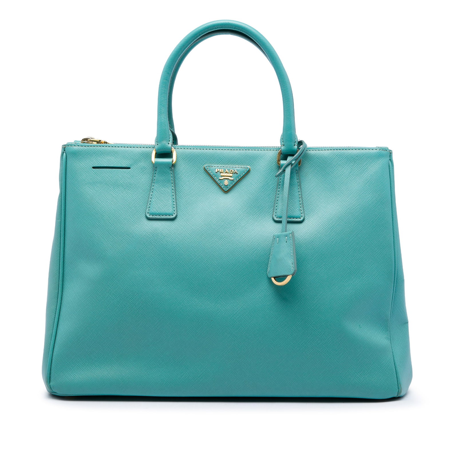 Prada Galleria Double Zip Large Saffiano Leather Tote Blue (1 of 6)