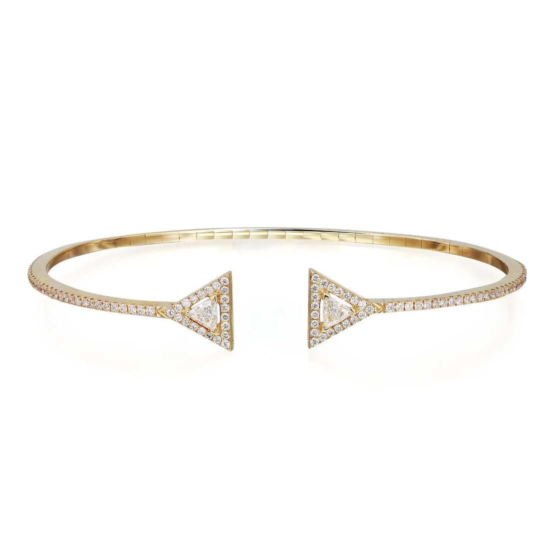 Messika Thea 0.62ct Diamond Bangle Bracelet in 18K Yellow Gold: Messika Thea 0.62ct Diamond Bangle Bracelet in 18K Yellow Gold Elevate your jewelry collection with this exquisite Messika Thea Skinny diamond open bracelet. This elegant piece features two prong-set 