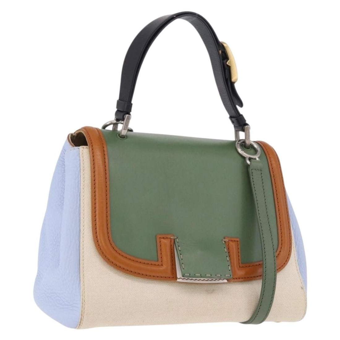 FENDI Beige Canvas 2way Handbag with Shoulder Strap Silver: FENDI Beige Canvas 2way Handbag with Shoulder Strap Silver Authentic FENDI 2-way handbag in beige and silver canvas with top handles and a detachable shoulder strap. Made in Italy, this women's bag sh