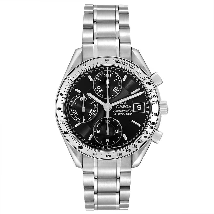 Omega 3513.50.00 Speed Master mens watch black dial steel bracelet (1 of 7)