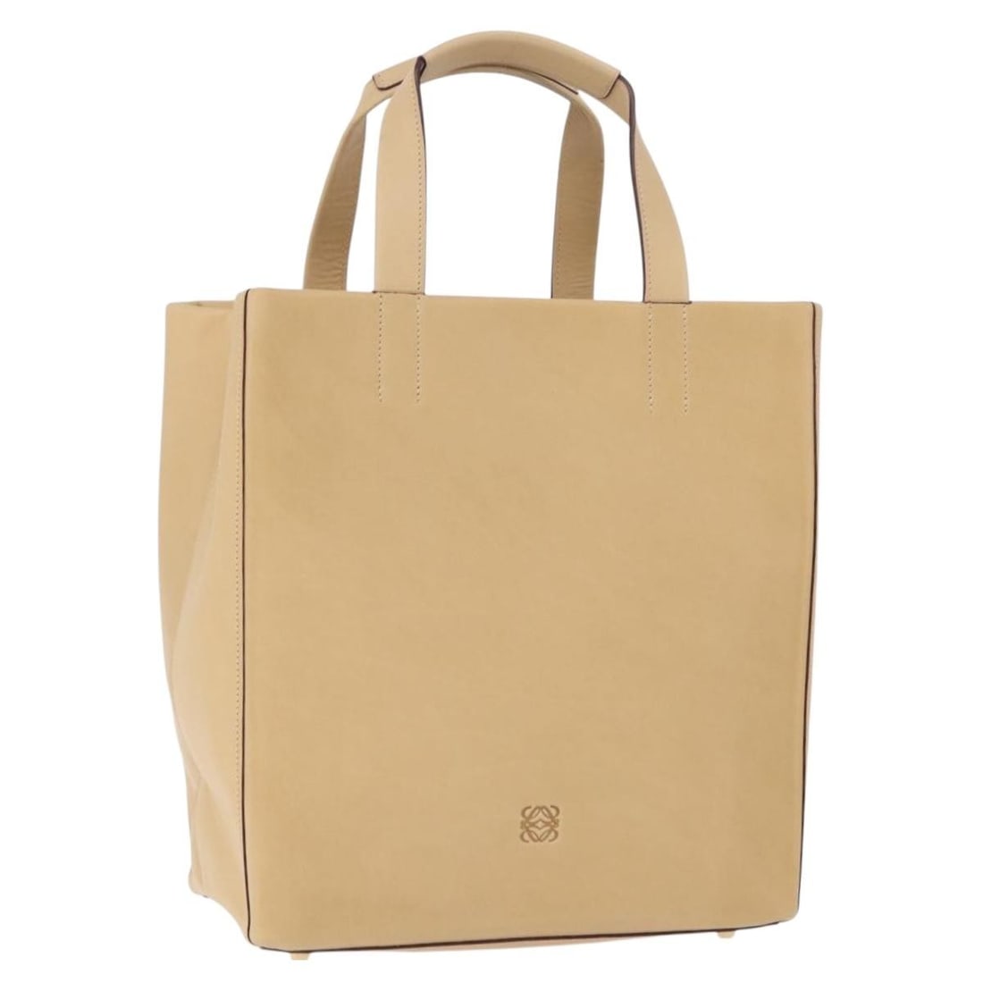 LOEWE Beige Leather Handbag with Dust Bag Made in Spain: LOEWE Beige Leather Handbag with Dust Bag Made in Spain LOEWE women's leather handbag in beige and gold, made in Spain. Includes a dust bag. Condition is B with reasonable wear and tear, including sli