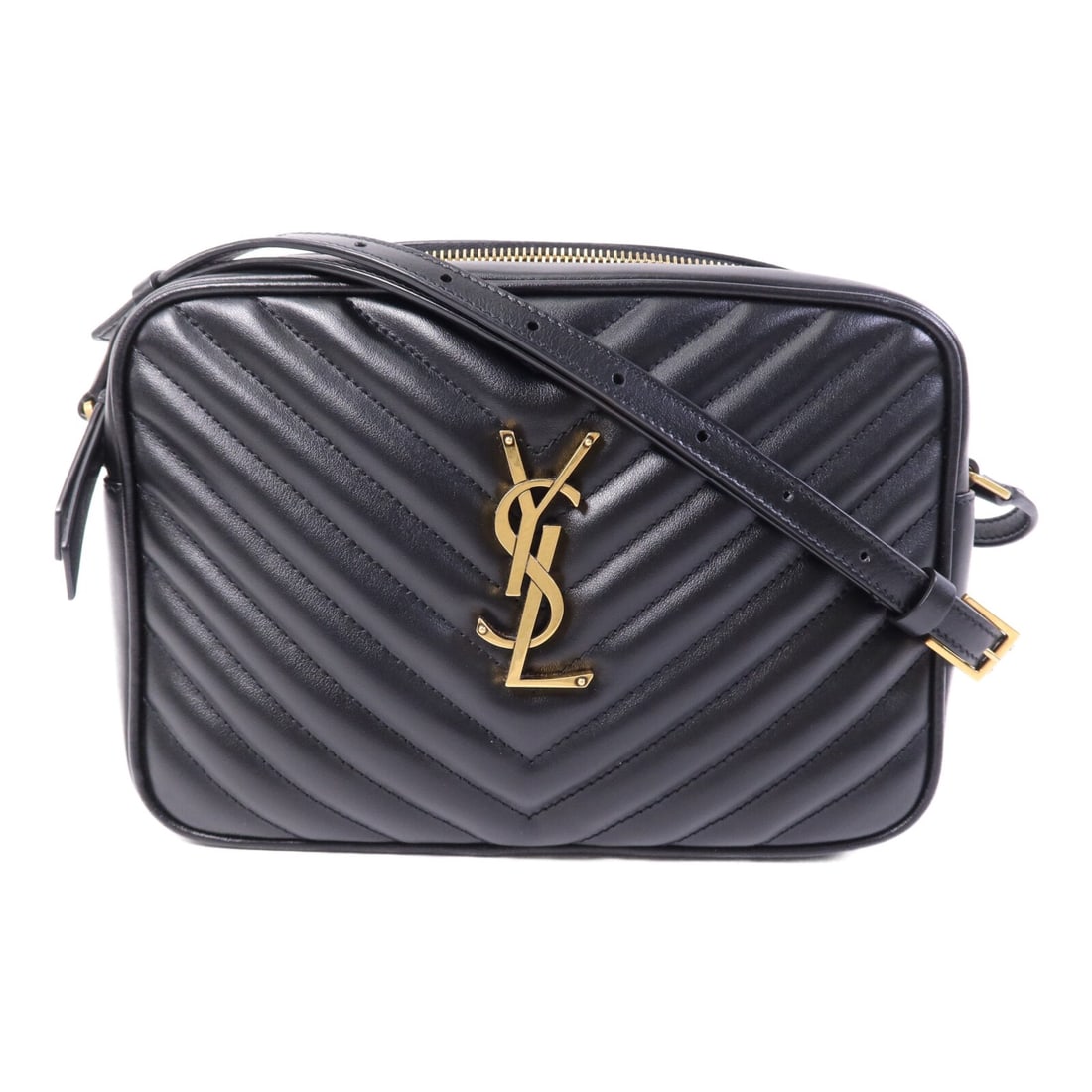 Saint Laurent Lou 761554 black calfskin shoulder bag: Saint Laurent Lou 761554 black calfskin shoulder bag Saint Laurent YSL LOU Camera Bag shoulder bag in black calfskin (cowhide) with black frame color. It is a women's regular-size bag made in Italy an