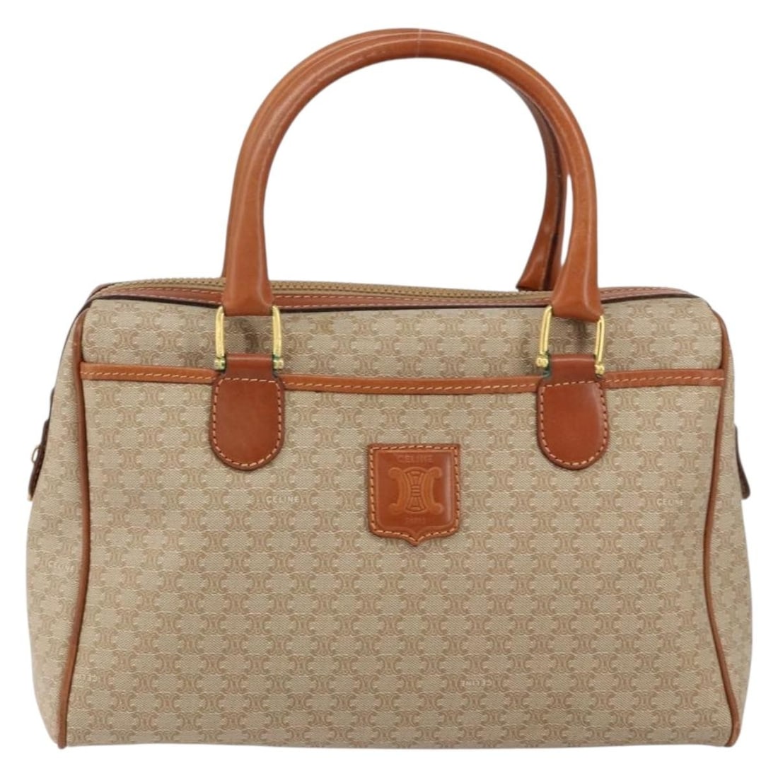 Celine Vintage Macadam Beige Canvas Handbag Italy: Celine Vintage Macadam Beige Canvas Handbag Italy Celine Vintage Macadam canvas bag in beige, made in Italy. It is described as a female model with a good condition rating. The bag shows light wear an