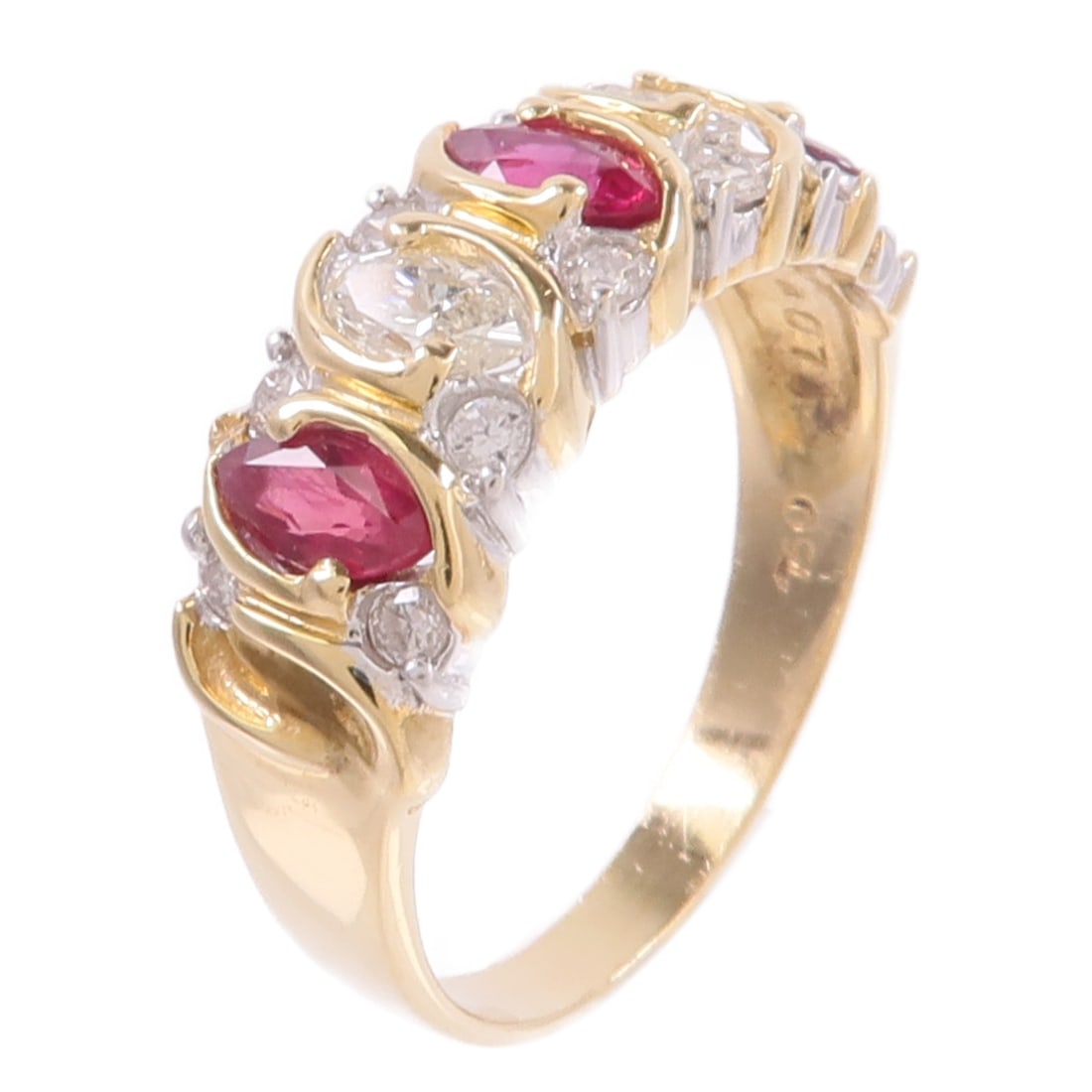 18K Gold Ruby Diamond Ring US 6.75 Yellow White Gold (1 of 9)