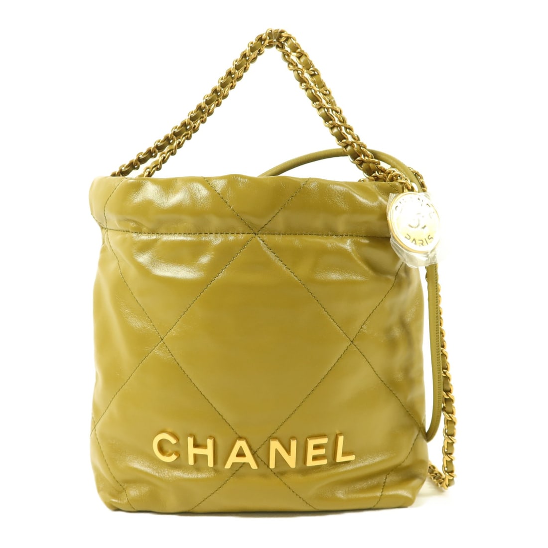 CHANEL AS3980 Mini 22 2way Shoulder Bag Gray Green Calfskin (1 of 18)
